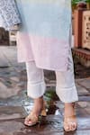 Missprint_Blue Cotton Lace Split V-neck Pastel Kurta Set _Online_at_Aza_Fashions