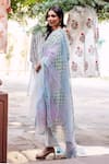 Shop_Missprint_Blue Cotton Lace Split V-neck Pastel Kurta Set _at_Aza_Fashions