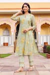 Buy_Missprint_Green Chanderi, Cotton Lace Keyhole Neck Pastel Kurta Set 