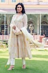 Shop_Missprint_Multi Color Cotton Embroidery V-neck Floral Anarkali Kurta Set _Online_at_Aza_Fashions