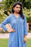 Shop_Missprint_Blue Cotton Embroidery V-neck Saira Sky Anarkali Set _Online_at_Aza_Fashions
