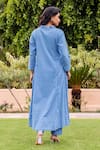 Shop_Missprint_Blue Cotton Embroidery V-neck Saira Sky Anarkali Set _at_Aza_Fashions