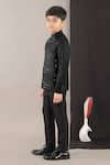 LITTLE BRATS_Black Viscose Stones Hand Embroidered Boys Prince Coat Set _Online_at_Aza_Fashions