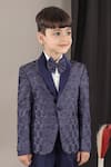 Buy_LITTLE BRATS_Blue Viscose Geometrical Pattern Kids Tuxedo Set _Online_at_Aza_Fashions