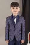 Shop_LITTLE BRATS_Blue Viscose Geometrical Pattern Kids Tuxedo Set _Online_at_Aza_Fashions