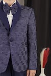 Buy_LITTLE BRATS_Blue Viscose Geometrical Pattern Kids Tuxedo Set 