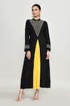 Shop_Abbaran_Black Rayon Embroidery Mandarin Collar Kurta Set With Palazzo _Online_at_Aza_Fashions