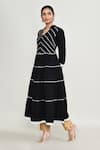 Buy_Abbaran_Black Rayon, Silk Embroidery V-neck Kurta Set 
