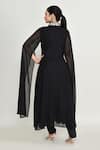 Abbaran_Black Rayon Embroidery Collared Kurta Set _Online_at_Aza_Fashions