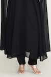 Buy_Abbaran_Black Rayon Embroidery Collared Kurta Set _Online_at_Aza_Fashions