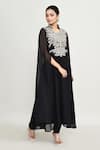 Buy_Abbaran_Black Rayon Embroidery Collared Kurta Set 