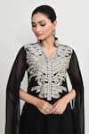 Shop_Abbaran_Black Rayon Embroidery Collared Kurta Set 