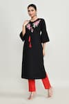 Buy_Abbaran_Black Rayon Embroidery Round Neck Kurta Set With Pant 