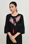 Shop_Abbaran_Black Rayon Embroidery Round Neck Kurta Set With Pant 