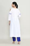 Abbaran_White Rayon, Silk Embroidery Round Neck Kurta Set _Online_at_Aza_Fashions
