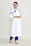 Buy_Abbaran_White Rayon, Silk Embroidery Round Neck Kurta Set 