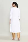 Abbaran_White Rayon, Silk Embroidery Round Neck Kurta Pant Set _Online_at_Aza_Fashions