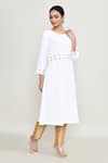 Buy_Abbaran_White Rayon, Silk Embroidery Round Neck Kurta Pant Set 