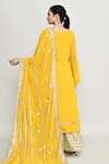 Abbaran_Yellow Chinon Sequins, Embroidery Round Neck Straight Kurta Set _Online_at_Aza_Fashions