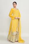 Buy_Abbaran_Yellow Chinon Sequins, Embroidery Round Neck Straight Kurta Set _Online_at_Aza_Fashions