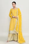 Buy_Abbaran_Yellow Chinon Sequins, Embroidery Round Neck Straight Kurta Set _at_Aza_Fashions