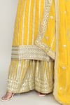 Buy_Abbaran_Yellow Chinon Sequins, Embroidery Round Neck Straight Kurta Set 