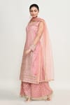 Buy_Abbaran_Pink Georgette Embroidery, Sequins Square Neck Kurta Set 