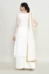 Abbaran_Off White Organza Embroidery, Beads Round Neck Kurta Palazzo Set _Online_at_Aza_Fashions