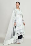 Shop_Abbaran_Blue Net, Jacquard Embroidery, Zari, Stones Keyhole Light Kurta Palazzo Set _Online_at_Aza_Fashions