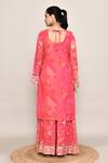Shop_Abbaran_Pink Chinon Embroidery, Sequins Round Neck Silk Kurta Set _at_Aza_Fashions