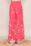 Shop_Abbaran_Pink Chinon Embroidery, Sequins Round Neck Silk Kurta Set _Online_at_Aza_Fashions