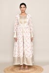 Buy_Abbaran_Off White Silk, Organza Embroidery, Sequins Round Neck, Kurta Palazzo Set _Online_at_Aza_Fashions