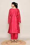 Shop_Abbaran_Pink Chinon, Organza Sequins, Embroidery V-neck Kurta Palazzo Set _at_Aza_Fashions