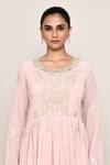 Buy_Abbaran_Pink Georgette Embroidery, Sequins Round Neck Anarkali Palazzo Set _Online_at_Aza_Fashions