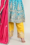 Shop_Abbaran_Blue Chinon Embroidery, Sequins Round Neck Kurta Set 