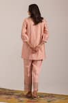 Shop_OMI_Pink Chanderi, Cotton Satin Embroidery, Lace Collared Mul Pant Set _at_Aza_Fashions