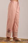 Buy_OMI_Pink Chanderi, Cotton Satin Embroidery, Lace Collared Mul Pant Set _Online_at_Aza_Fashions