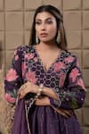 LABEL FLAMINGO BY VRINDA_Purple Chiffon, Chanderi, Organza Cut Work, Zig-zag Embroidered Anarkali Set _at_Aza_Fashions