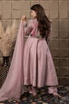 Shop_LABEL FLAMINGO BY VRINDA_Pink Chiffon, Chanderi, Organza Cut Work, Sequins, Pearls Zig-zag Anarkali Set _at_Aza_Fashions