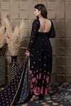 Shop_LABEL FLAMINGO BY VRINDA_Black Chiffon, Crepe Cut Work, Sequins, Pearls Sweetheart Corset Anarkali Set _at_Aza_Fashions