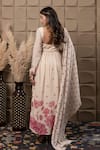 Shop_LABEL FLAMINGO BY VRINDA_Ivory Chiffon Cut Work, Sequins, Pearls Sweetheart Neck Corset Anarkali Set _at_Aza_Fashions