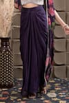 Buy_LABEL FLAMINGO BY VRINDA_Purple Chiffon Cut Work, Sequins, Pearls Square Neck Floral Cape Drape Set _Online_at_Aza_Fashions