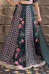 LABEL FLAMINGO BY VRINDA_Green Cotton, Silk, Organza Cut Work, Floral Cutdana Embroidered Lehenga Set _Online_at_Aza_Fashions