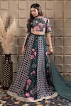Shop_LABEL FLAMINGO BY VRINDA_Green Cotton, Silk, Organza Cut Work, Floral Cutdana Embroidered Lehenga Set _Online_at_Aza_Fashions