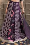 Buy_LABEL FLAMINGO BY VRINDA_Purple Cotton, Silk, Organza Cut Work, Floral Embroidered Kali Lehenga Set _Online_at_Aza_Fashions