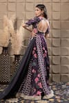 Shop_LABEL FLAMINGO BY VRINDA_Purple Cotton, Silk, Organza Cut Work, Floral Embroidered Kali Lehenga Set _at_Aza_Fashions