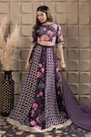 LABEL FLAMINGO BY VRINDA_Purple Cotton, Silk, Organza Cut Work, Floral Embroidered Kali Lehenga Set _at_Aza_Fashions