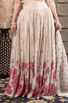 Buy_LABEL FLAMINGO BY VRINDA_Ivory Organza Cut Work, Sequins, Pearls Gather Lehenga Set _Online_at_Aza_Fashions