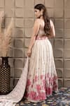 Shop_LABEL FLAMINGO BY VRINDA_Ivory Organza Cut Work, Sequins, Pearls Gather Lehenga Set _at_Aza_Fashions