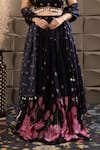 Buy_LABEL FLAMINGO BY VRINDA_Black Organza Sequins, Cut Work, Pearls, Embroidery Square Gather Lehenga Set _Online_at_Aza_Fashions